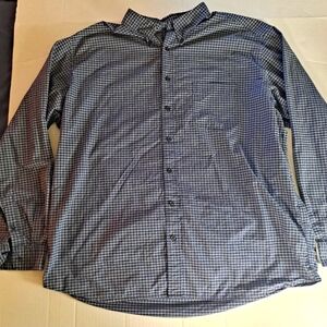 Eddie Bauer long sleeve button-down shirt blue and white check pattern mens XL